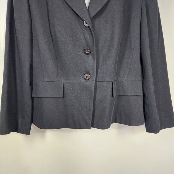 Vtg Pendleton Blazer Womens 14 Career Black 3 Button Jacket Faux Pockets Wool - Picture 6 of 9